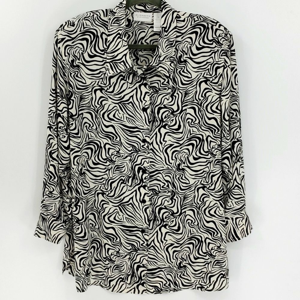 Vintage Elisabeth By LT black and white..size 18, long sleeve Tunic.